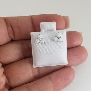 925 Sterling Silver White Opal Stud Earrings
